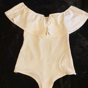 Off shoulder v cut bodysuit